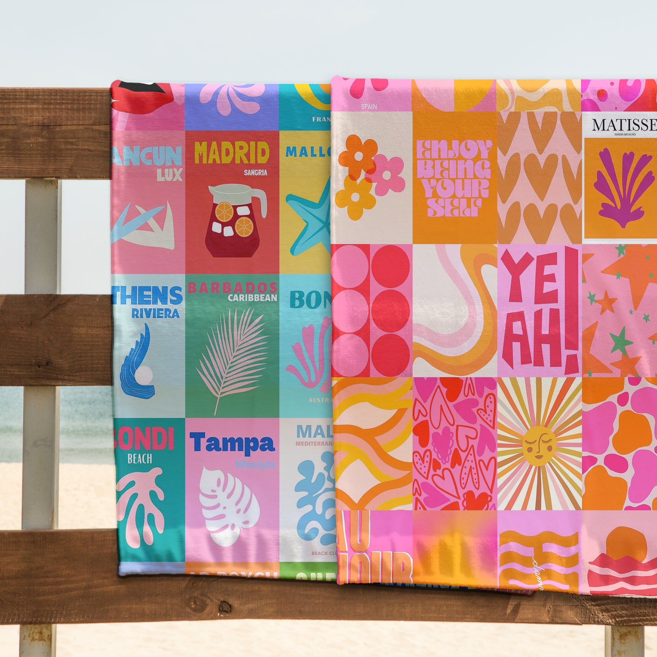 Summer Travel Collage Posters Lightweight Beach Towels