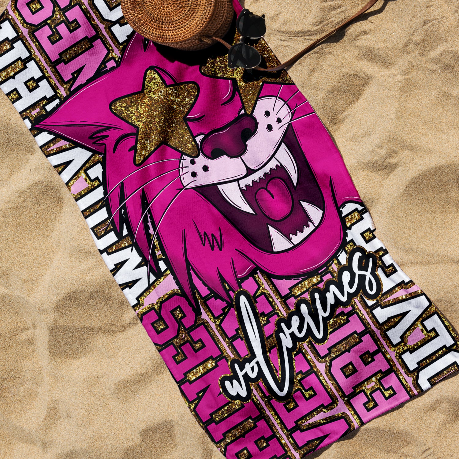 College Lightweight Beach Towels, Pink Fan Collection