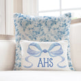 Load image into Gallery viewer, Personalized Blue Roses Bow Coquette Pillow Cover