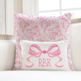 Load image into Gallery viewer, Personalized Pink Roses Bow Coquette Pillow Cover