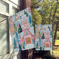 Load image into Gallery viewer, Christmas Flag, Holiday Flag, Merry Christmas, Gingerbread Town House, Garden Flags, Winter Outdoor Decor, pink teal blue purple
