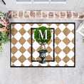 Load image into Gallery viewer, Door Mat, Personalized Mat, Outdoor or Indoor Mat, Floor Entry Mat, Large Doormat, Topiary, Diamond, Faux Printed Burlap, Harlequin,Initial