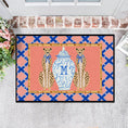 Load image into Gallery viewer, Door Mat, Personalized Mat, Outdoor or Indoor, Floor Entry Mat, Doormat, Preppy Peachy Coral, Bamboo, Blue, Ginger Jar, Chinoiserie, Leopard
