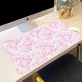 Load image into Gallery viewer, Fancy Rose Pattern Desk Pad, Personalized Cushion Pad, Monogram Desk Blotter Mat, Large Mouse Pad, Makeup Mat Pad, Love Ribbons, Pink, Blue