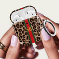 Load image into Gallery viewer, Personalized AirPods Case, AirPods Pro, Gen 1, 2,Custom Cover, Monogram, Large Shadow Initials, Top Seller, Leopard Stripe, Gold, Green, Red