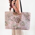 Load image into Gallery viewer, Custom Mahjong Tote Bag, Large Travel Bag, Monogram, Personalized, Letter, Initial, Dice, Toile, Chinoiserie, Mahjong Gift