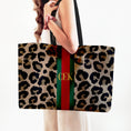Load image into Gallery viewer, Custom Tote Bag, Large Travel Bag, Overnight, Monogram, Personalized, Letter, Initial, Leopard, Cheetah, Stripe, Red, Green, Pink, Blue