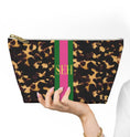 Load image into Gallery viewer, Custom Zip Bags, Pouch, Travel, Tech, Monogram, Personalized, Letter, Initial, Makeup, Cords, Accessory, Tortoise Shell, Stripe, Red, Green