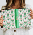 Load image into Gallery viewer, Custom Zip Bag, Makeup Bag, Travel Pouch, Tech, Monogram, Personalized, Letter,Initial, Preppy, Grand Millennial, Dainty Flowers, Pink Green