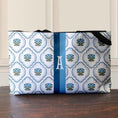Load image into Gallery viewer, Custom Tote Bag, Large Travel Bag, Overnight, Monogram, Personalized, Letter, Initial, Preppy, Grand Millennial,Blue Green Flowers, Stripe