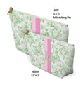 Load image into Gallery viewer, Custom Zip Bags, Pouch, Travel, Tech, Monogram, Personalized, Letter, Initial, Makeup, Accessory, Love Fancy Roses, Preppy,Green, Blue, Pink