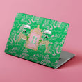 Load image into Gallery viewer, Custom MacBook Case, Air, Pro, Personalized Laptop Cover, 2-Pieces, Monogram Tech, Preppy, Palm Beach Leopard Cheetah Umbrella, Pink, Green