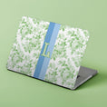 Load image into Gallery viewer, Custom MacBook Case, Air, Pro, Personalized Laptop Cover, 2-Pieces, Monogram Tech, Preppy, Love Fancy Roses, Flowers, Stripes, Green, Blues