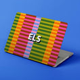 Load image into Gallery viewer, Custom MacBook Case, Air, Pro, Personalized Laptop Cover, 2-Pieces, Monogram Tech, Preppy, Fun Bright Color Block, Shadow Initials