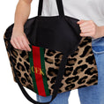 Load image into Gallery viewer, Custom Tote Bag, Large Travel Bag, Overnight, Monogram, Personalized, Letter, Initial, Leopard, Cheetah, Stripe, Red, Green, Pink, Blue
