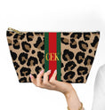 Load image into Gallery viewer, Custom Zip Bags, Pouch, Travel, Tech, Monogram, Personalized, Letter, Initial, Makeup, Cords, Accessory, Leopard, Cheetah, Stripe, Red,Green