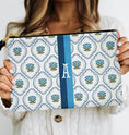 Load image into Gallery viewer, Custom Zip Bag, Makeup Bag, Travel Pouch, Tech, Monogram, Personalized, Letter,Initial, Preppy, Grand Millennial, Dainty Flowers, Blue Green