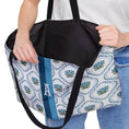 Load image into Gallery viewer, Custom Tote Bag, Large Travel Bag, Overnight, Monogram, Personalized, Letter, Initial, Preppy, Grand Millennial,Blue Green Flowers, Stripe