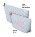 Load image into Gallery viewer, Custom Zip Bags, Pouch, Travel, Tech, Monogram, Personalized, Letter,Initial, Makeup, Accessory, Love Fancy Roses, Preppy Stripes, Pink Blue