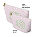 Load image into Gallery viewer, Custom Zip Bags, Pouch, Travel, Tech, Monogram, Personalized, Letter,Initial, Makeup, Accessory, Love Fancy Roses, Preppy Stripes, Pink Blue