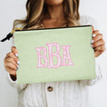 Load image into Gallery viewer, Custom Zip Bag, Makeup Bag, Travel Pouch, Tech, Monogram, Personalized, Letter, Initial, Preppy, Love Roses, Pink Blue Green