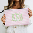 Load image into Gallery viewer, Custom Zip Bag, Makeup Bag, Travel Pouch, Tech, Monogram, Personalized, Letter, Initial, Preppy, Love Roses, Pink Blue Green