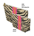 Load image into Gallery viewer, Custom Zip Bags, Pouch, Travel, Tech, Monogram, Personalized, Letter,Initial, Makeup, Accessory, Zebra Pattern, Stripe, Pink, Black, Green