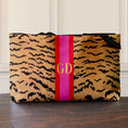 Load image into Gallery viewer, Custom Tote Bag, Large Travel Bag, Overnight, Monogram, Personalized, Letter, Initial, Tiger Pattern, Stripe, Red, Green, Pink, Blue