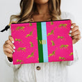 Load image into Gallery viewer, Custom Accessory Zip Bag, Pouch, Clutch, Makeup Bag, Travel Pouch, Tech, Large, Monogram, Personalized, Letter, Initial, Leopard Cheetah