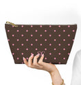 Load image into Gallery viewer, Custom Zip Bags, Pouch, Travel, Tech, Monogram, Personalized, Letter,Initial, Makeup, Accessory, Polka Dots, Brown, Pink, Green, Red, Blue