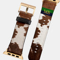 Load image into Gallery viewer, Personalized Apple Watch Band, Custom Strap, Smart Watch, 38, 40, 41, 42, 44, 45, 49, 3 4 5 6 7 8 9 10 SE, Initials, Printed Cowhide