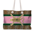 Load image into Gallery viewer, Custom Tote Bag, Large Travel Bag, Monogram, Rope, Personalized, Letter, Initial, Dice, Cheetah Leopard Rug, Stripe, Mahjong Gift