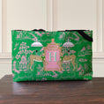 Load image into Gallery viewer, Custom Mahjong Tote Bag, Large Travel Bag, Monogram, Rope, Personalized, Letter, Initial, Dice, Toile, Chinoiserie, Leopards, Mahjong Gift