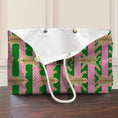 Load image into Gallery viewer, Custom Tote Bag, Large Travel Bag, Monogram, Rope, Personalized, Letter, Initial, Preppy, Leopard Cheetah Rug, Stripes, Mahjong Bag, Gift
