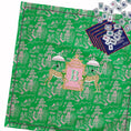 Load image into Gallery viewer, Custom Mahjong Tablecloth, Card Game Cover, Monogram, Personalized, Letter, Initial, Chinoiserie, Leopard, Cheetah, Umbrella, Pink, Green
