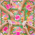 Load image into Gallery viewer, Custom Mahjong Tablecloth, Card Game Cover, Monogram, Personalized, Letter, Initial, Chinoiserie, Leopard, Cheetah, Bright Pink, Green,