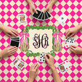 Load image into Gallery viewer, Custom Mahjong Tablecloth, Card Game Table Cover, Monogram, Personalized, Letter, Initial, Preppy, Leopards, Pink Checkers