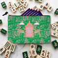 Load image into Gallery viewer, Custom Mahjong Card Zip Accessory Bag, Pouch, Game, Chinoiserie, Card Holder, Monogram, Personalized, Letter, Initial, Dice, Toile, Gift