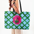 Load image into Gallery viewer, Custom Mahjong Tote Bag, Large Travel Bag, Monogram, Rope, Personalized, Letter, Initial, Dice, Leopards, Cheetah, Umbrella, Vines, Preppy