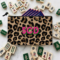 Load image into Gallery viewer, Custom Mahjong Zip Bag, Tile Pouch, Game Bag, Preppy, Large, Monogram, Personalized, Letter, Initial, Tortoise, Leopard