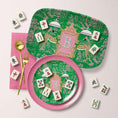 Load image into Gallery viewer, Personalized Mahjong Platter, Custom Serving, Plate, Monogram, Gift, Housewarming Gift, Hostess Gift, Preppy, Leopard Umbrella Chinoiserie.