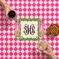 Load image into Gallery viewer, Custom Mahjong Tablecloth, Card Game Table Cover, Monogram, Personalized, Letter, Initial, Preppy, Leopards, Pink Checkers