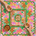 Load image into Gallery viewer, Custom Mahjong Tablecloth, Card Game Cover, Monogram, Personalized, Letter, Initial, Chinoiserie, Leopard, Cheetah, Bright Pink, Green,