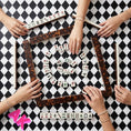 Load image into Gallery viewer, Custom Mahjong Tablecloth, Card Game Table Cover, Monogram, Personalized, Initials, Trendy Colors, Popular, Harlequin Checker, Black, White
