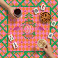 Load image into Gallery viewer, Custom Mahjong Tablecloth, Card Game Table Cover, Monogram, Personalized, Letter, Initial, Preppy, Chinoiserie, Flamingos, Pagoda, Bamboo