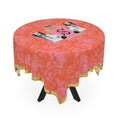 Load image into Gallery viewer, Custom Mahjong Tablecloth, Card Game Table Cover, Monogram, Personalized, Initial, Preppy, Chinoiserie, Pink Orange, Staffordshire Dogs