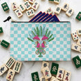 Load image into Gallery viewer, Custom Zip Mahjong Card Bag, Monogram, Personalized, Letter, Initial, Travel Pouch, Tech, Chinoiserie, Preppy, Monkey Checker, Palm