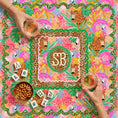 Load image into Gallery viewer, Custom Mahjong Tablecloth, Card Game Cover, Monogram, Personalized, Letter, Initial, Chinoiserie, Leopard, Cheetah, Bright Pink, Green,