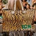 Load image into Gallery viewer, Custom Mahjong Tote Bag, Large Travel Bag, Monogram, Rope, Personalized, Letter, Initial, Totroise, Leopard Cheetah, Zebra, Tiger