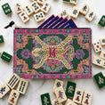 Load image into Gallery viewer, Custom Mahjong Tile Zip Bag, Card Pouch, Game Bag, Preppy, Monogram, Personalized, Letter, Initial, Leopard Cheetah Oriental Rug, Animal